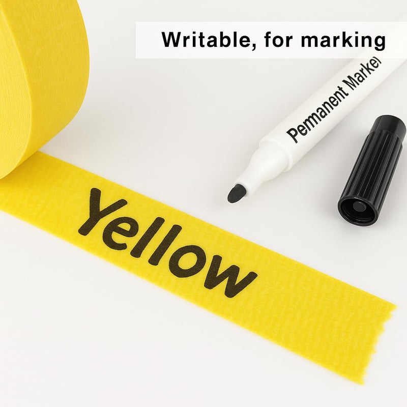 DOAY Yellow Painters Tape - Masking Tape 2 Inch Wide (1.88" x 90FT) - Multi-Surface, Smart Adhesion, Indoor & Outdoor - 1 Roll Paint Tape for DIY, Labeling, Art, Car (#3910) - Image 5